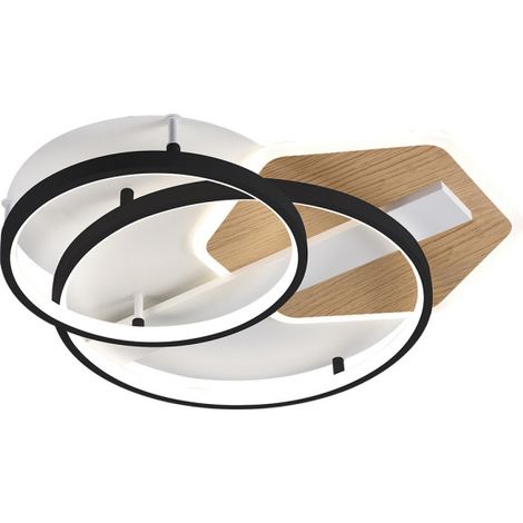 Plafon Trofa Negro/madera 120w 3000-4000-6000k 9x50x50cm 10200lm C/remoto