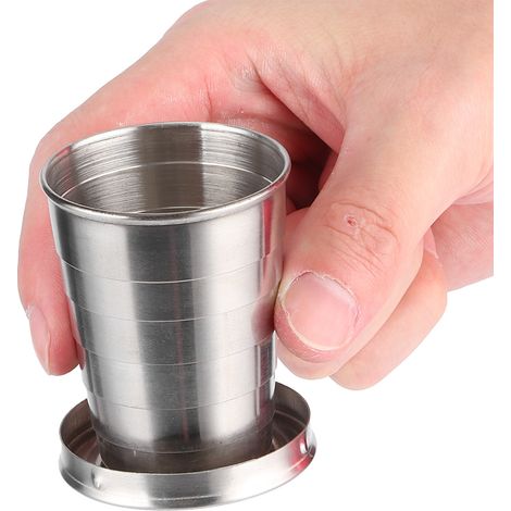 Gobelet pliable en acier inoxydable pour barbecue, mini-gobelet télescopique à six compartiments avec boucle, bouteille d'eau portable (1/5)