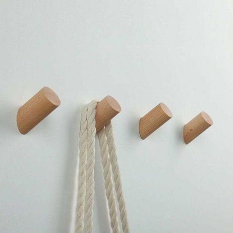 Kleiderhaken aus Holz5 Stück Natürliche Wandhalterung für Kleidung, Schal, Mütze und Tasche, Aufbewahrung, Handtuchhalter, Schlafzimmerdekoration, Durchmesser 30 mm (1/5)