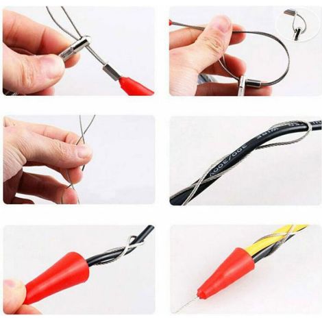 Aiguille tire-fil électrique - Unbrand - Longueur 50 m - Diamètre 5 mm - Polyester à trois torsions - Noir et rouge (1/5)