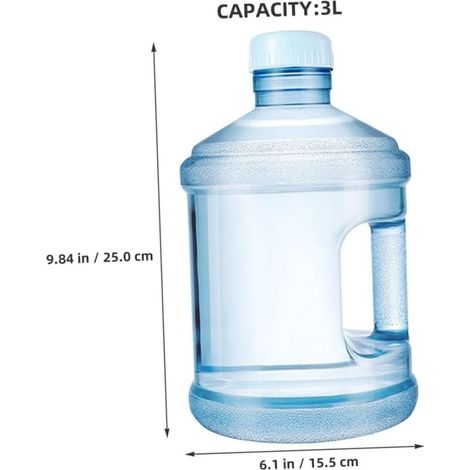 Bouteille d'eau minérale grande capacité (3 l) à petit goulot avec bouchon de rechange, récipient, pour le camping, la voiture et la maison (1/5)