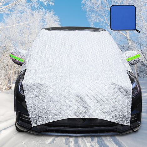 Couverture Pare Brise Voiture 255 x 240 cm, quatre couches de protection, résistant aux UV, au vent, à la poussière, à la pluie et à la neige, forte protection,la pluie et la neige et contre le capot. (1/5)