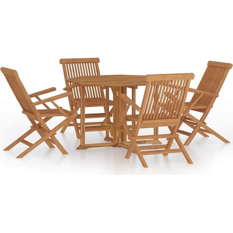 Maison Exclusive - Set de comedor de jardín plegable 5 pzas mader (1/5)