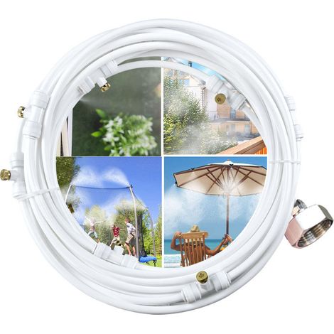 Kit brumisation terrasse 15m système d'arrosage jardin buses anti-UV refroidissement extérieur économe en eau pour pergola (1/5)
