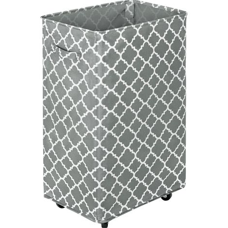 Grand panier à linge à roulettes de 90 L, grand panier à linge pliable, avec poignée, pliable pour vêtements sales, panier de rangement rectangulaire pliable pour dortoir (gris 3) (1/5)
