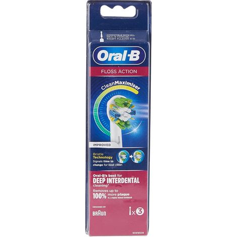FlossAction - Tête De Brosse À Dents Rechargeable De Rechange Avec Technologie CleanMaximiser - 3 Pièces (1/5)