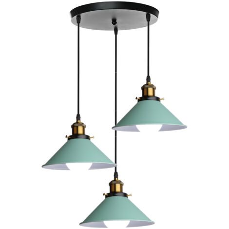 royaluxe- Plafonnier Rétro 3 Lumières Suspension Luminaire Industrielles 22CM Lustre Créatif Pour Salon Salle À Manger, Bar, Balcon, Vert