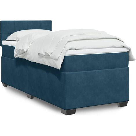 Boxspringbett mit Matratze Dunkelblau 90x190 cm Samt