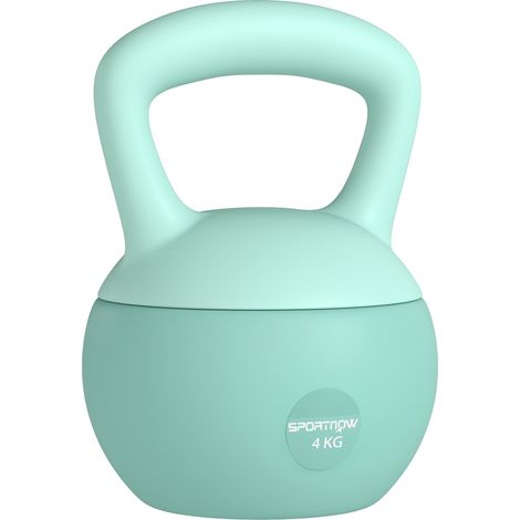 SPORTNOW pesa rusa 4 kg, kettlebell relleno de arena metálica y mango antideslizante, para entrenamiento en casa, gimnasio, verde