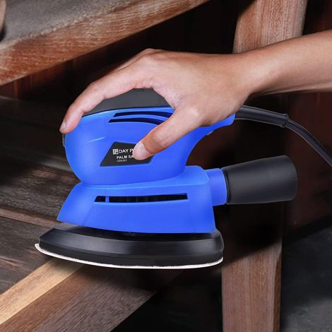 Ponceuse de détail électrique, 130 watts, ponceuse de détail pour le travail du bois avec système de dépoussiérage, 6 feuilles de papier de verre, convient pour le ponçage dans les petits espaces de d