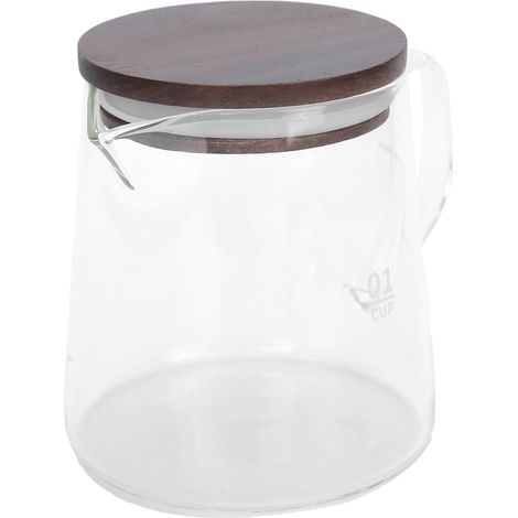 Bouilloire en verre résistant à la chaleur avec couvercle et poignée isolante pour thé, lait, jus (300ml) (1/5)