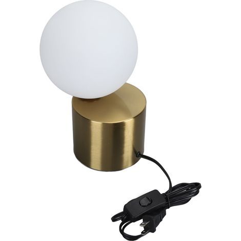 Table Lamp Ball Shade, Modern Glass Lampshade with Metal Base for G9 Bulb, Bedroom (1/5)