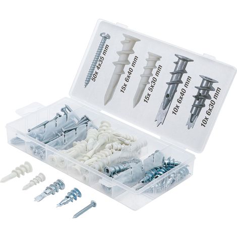 KRAFTMANN 88200  ASSORTIMENT DE CHEVILLES POUR CARTON-PLÂTRE  100 PIÈCES (1/4)