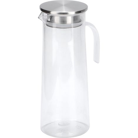 Carafe à jus en acrylique transparent 1,2L avec couvercle inoxydable, pichet à eau froide pour bar et maison (1/5)