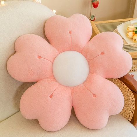 Niedliches, rosa 50 cm großes Plüsch-Bodenkissen mit Blumenmuster, weiches, blumenförmiges Dekokissen für Schlaf- und Wohnzimmer