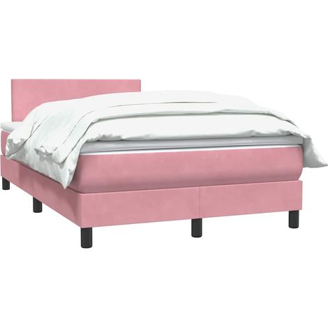vidaXL Sommier à lattes de lit avec matelas rose 120x220 cm velours