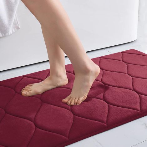 BEBUSINGOTO Memory Foam Badezimmermatte, ultraweich, rutschfest, wasserabsorbierend, maschinenwaschbar, Badezimmer-Bodenmatte, 40 x 60 cm, Weinrot