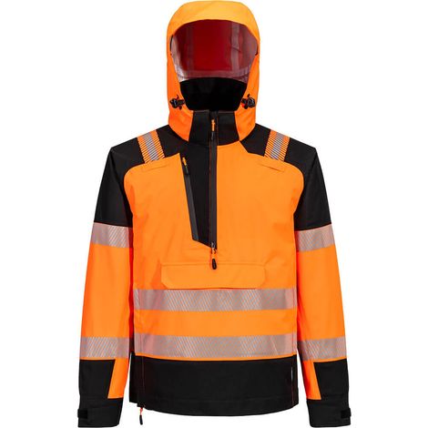 Giacca impermeabile con cappuccio ad alta visibilità Pw3 (3l) - Taglia XXL - Arancione/nero - Portwest