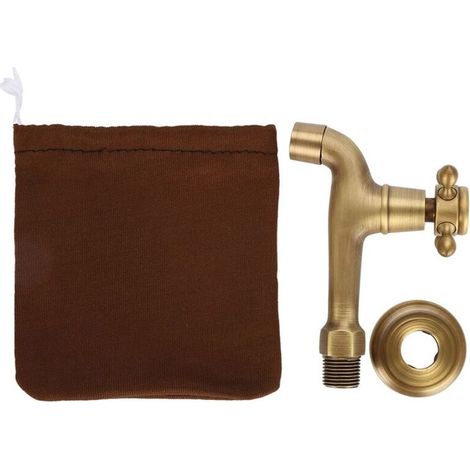 SJLERST Robinet Laiton Antique, Robinet de Jardin en Laiton Massif Vintage Fixé au Mur Filetage G1 / 2 pour Piscine Lavabo Evier de Cuisine(Long) (1/5)