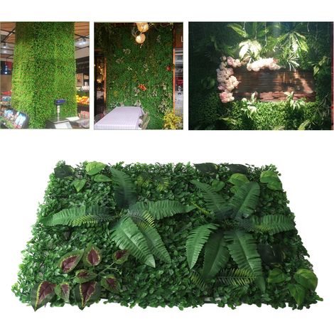 Mesa de pared con plantas artificiales tipo 3 – panel de pared de césped – decoración verde para interiores y exteriores – PE 60 x 40 cm – pantalla de privacidad (1/5)