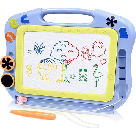 Tableau magnétique à dessin, tableau magique pour enfants, format voyage - coloré, tableau effaçable, jouet éducatif pour enfants de 3 à 5 ans (bleu) (1/5)