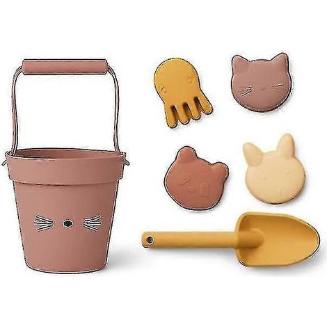 Ensemble de 6 jouets de plage en silicone à motif chat (marron) (1/5)