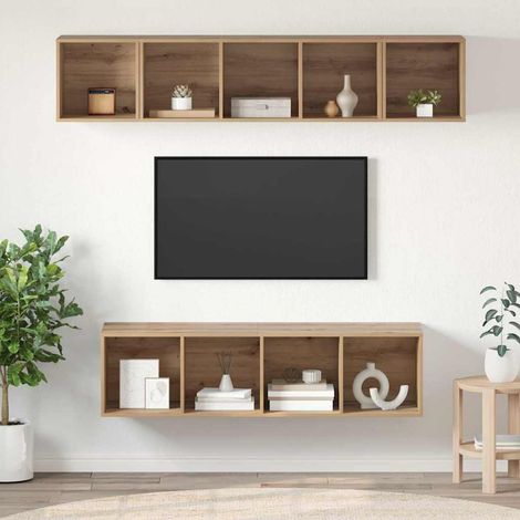 TV-Schrankset Wandmontiert 4 pcs Artisan-Eiche Holzwerkstoff