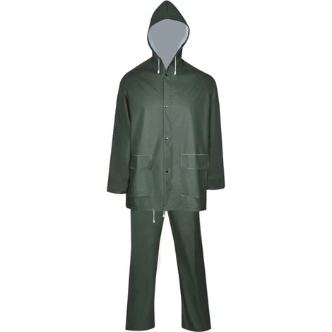 Impermeabile Verde resistente a 2 pezzi con cappuccio Verde XL vidaXL