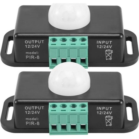 2 Interrupteur, Capteur de mouvement, PIR 12V-24V, 8A, Pour bandes LED, Intérieur (1/5)