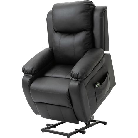 Fauteuil releveur électrique, relax électrique avec repose-pieds, télécommande et 2 poches, 76 x 90 x 105 cm, noir (1/5)