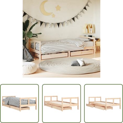 vidaXL Kieferbett - Kinderbett mit Schubladen 80x200 cm Massivholz Kiefer (1/5)