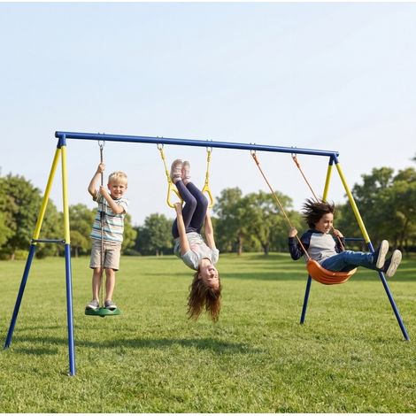 Portique balançoire enfant 3-en-1 en acier, 285 x 160 x 181 cm, multicolore (1/5)
