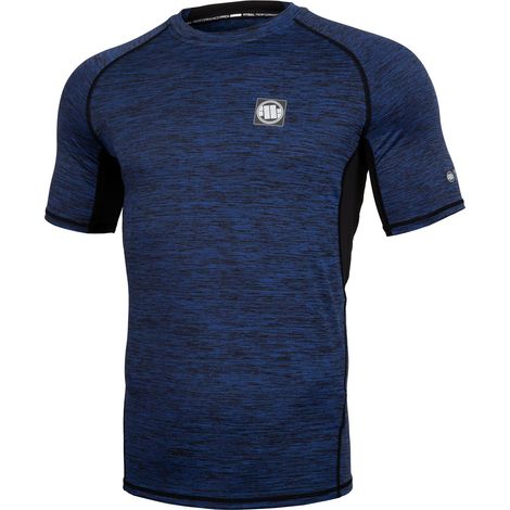 Pitbull Herren Rashguard Performance Pro Plus Kleines Logo Melange Blau M
