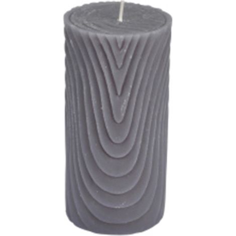 Bougie Pilier Déco Embossée "Santan" 14cm Gris