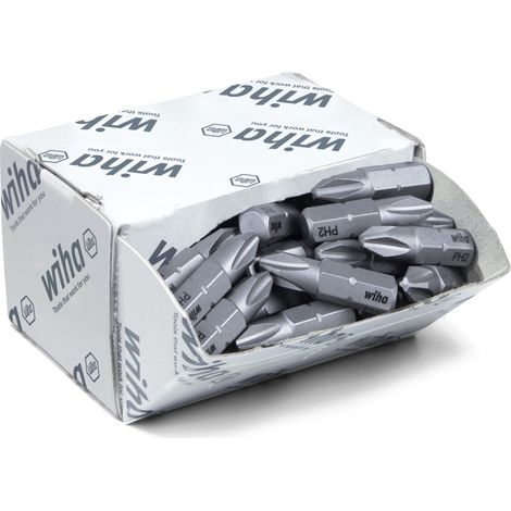 Wiha Set di inserti Standard 25 mm Phillips (PH2), 50 pz., 1/4" C6,3, in confezione grande (08048)