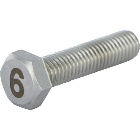 Vis métaux Tête hexagonale TH 8X35 Inox A4 Gravure CHIFFRE 6-1 pièce