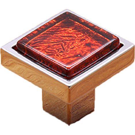 Poignées de porte carrées en cristal pour tiroirs, armoires et penderies (rouge café, S) (1/3)