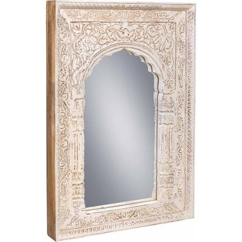 Espejo de madera y cristal blanco 60x6x87