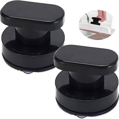 Lot de 2 poignées de porte adhésives noires avec ventouse puissante pour portes vitrées, tiroirs, armoires, réfrigérateurs et balcons. (1/5)
