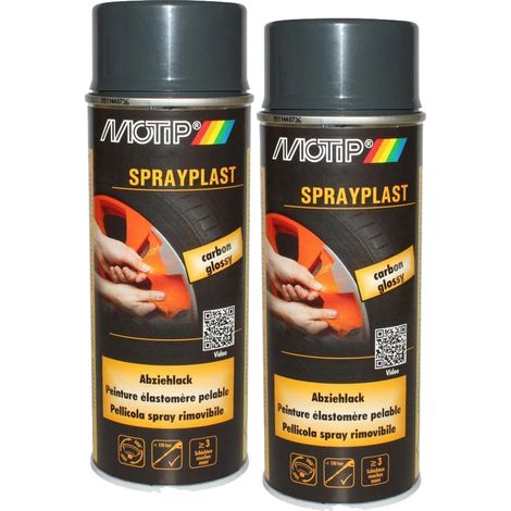 KIT PEINTURE PELABLE ESLASTOMERE CARBONE BRILLANT 2X 400ML MOTIP
