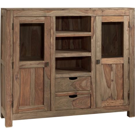 Highboard Sheesham 140x40x120  grau geölt NATURE GREY 63