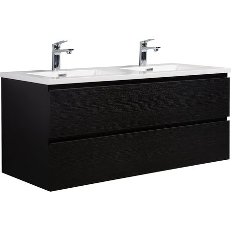 Badezimmer Badmöbel-Set Angela 120cm - Schwarz Holz - Unterschra