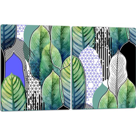 TAGLIERE IN VETRO, PIATTO 2x40x52 CON FOGLI (1/5)