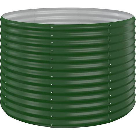 Jardinière, Pot de Fleurs d'extérieur, Acier enduit de poudre 100x100x68 cm Vert OIB7641E (1/4)