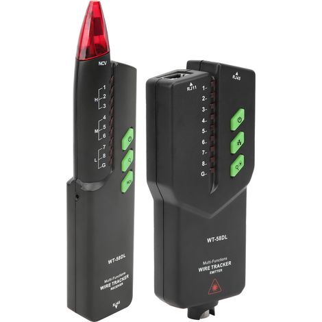 Testeur de câbles réseau WT58DL 0300m, sans interférences, silencieux, PoE, localisateur de câbles multifonctionnel avec indicateur lumineux rouge (1/5)