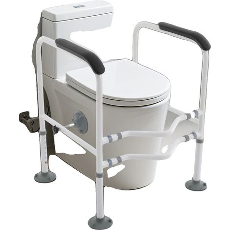 Barra de seguridad para inodoro, altura ajustable, agarre antideslizante, color blanco. (1/5)
