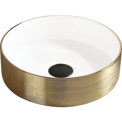 Mexen Clarisa lavabo sobre encimera 36 x 36 cm, blanco/dorado - 22073655 (1/2)