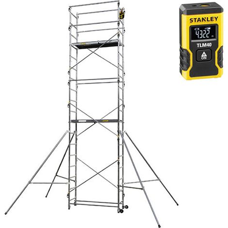 Echafaudage 2 plateaux - Hauteur travail 6.50m + Télémètre laser STANLEY - 349705-LASER (1/5)