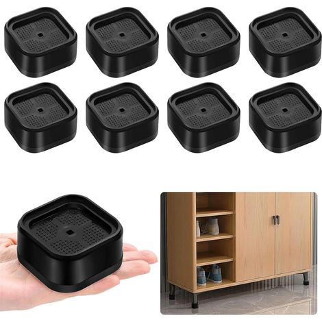 Black Furniture Risers, 8 Pieces Sturdy Stackable for Chairs, Beds, Desks and Tables, 3.5 cm Raised Height Non-Slip Plastic Riser for Beds and Sofas (1/5)