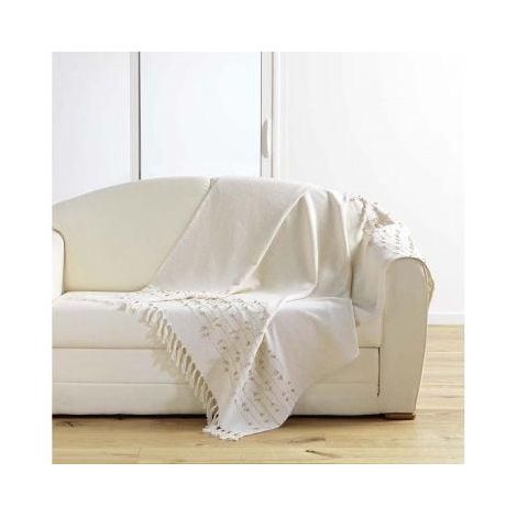 Plaid Douceur-dinterieur Golden Sunset écru 125x150 cm